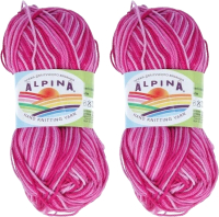 Набор пряжи для вязания Alpina Yarn Katrin №039 (2x140м, светло-розовый/темно-розовый/малиновый) - 