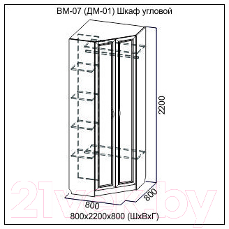 Шкаф Просто Хорошая Мебель Вега К ВМ-07 Серия №2 угловой / 00-00103037 (сосна карелия)