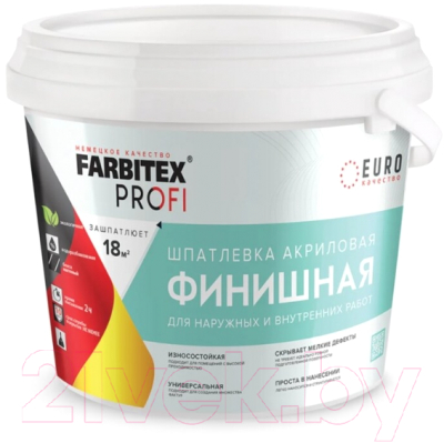 Шпатлевка готовая Farbitex Профи Акриловая финишная для наружных и внутренних работ (6кг)