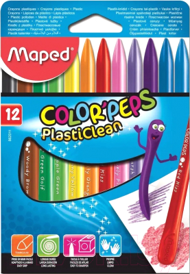Восковые мелки Maped Crayon PlastiClean / 862011 (12шт, ассорти)