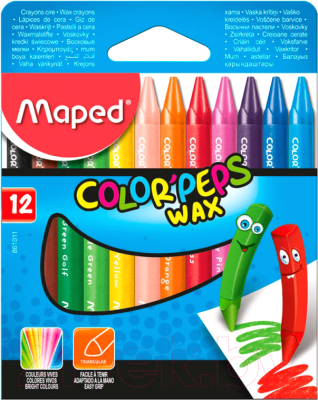 Восковые мелки Maped Wax Crayons / 861011 (12шт, ассорти)