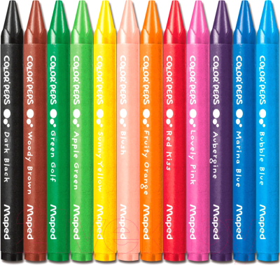 Восковые мелки Maped Wax Crayons / 861011 (12шт, ассорти)