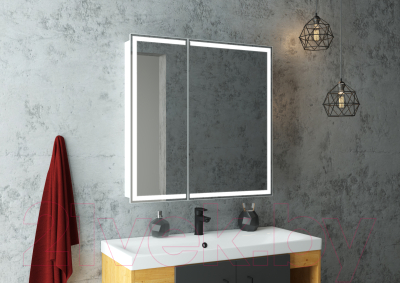 Шкаф с зеркалом для ванной Континент Allure Led 80х80 (с датчиком движения и розеткой)
