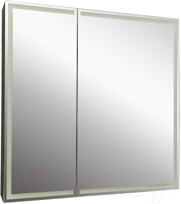 Шкаф с зеркалом для ванной Континент Mirror Box Black Led 80х80