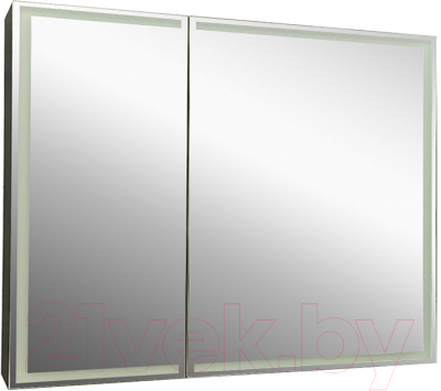 Шкаф с зеркалом для ванной Континент Mirror Box Black Led 100x80