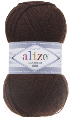 Пряжа для вязания Alize Lanagold 800 49% шерсть, 51% акрил / 26 (730м, коричневый)