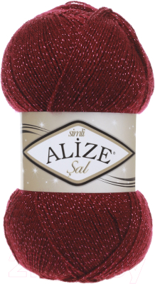 Пряжа для вязания Alize Sal sim 95% акрил, 5% металлик / 57 (460м, бордовый)
