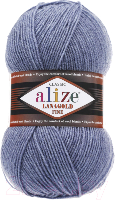 Пряжа для вязания Alize Lanagold fine 49% шерсть, 51% акрил / 203 (390м, джинс меланж)