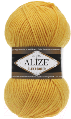 Пряжа для вязания Alize Lanagold 51% акрил, 49% шерсть / 216 (240м, желтый)
