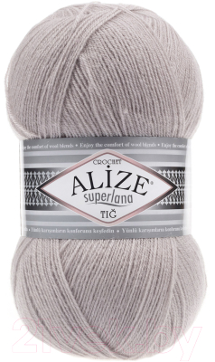 Пряжа для вязания Alize Superlana tig 25% шерсть, 75% акрил / 652 (570м, пепельный)