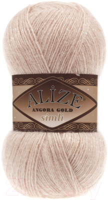 Пряжа для вязания Alize Angora Gold Simli 75% акрил, 20% шерсть, 5% металлик / 404 (500м, шампань)