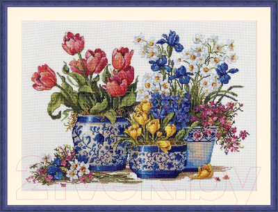 Набор для вышивания Merejka Весенние цветы в синем / K-195