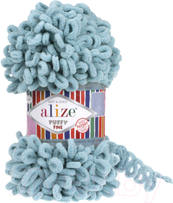 Пряжа для вязания Alize Puffy fine 100% микрополиэстер / 414 (14.5м, лазурный)