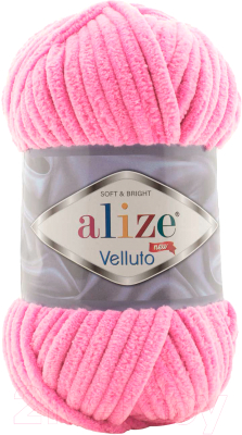 Пряжа для вязания Alize Velluto 100% микрополиэстер / 121 (68м, розовый леденец)