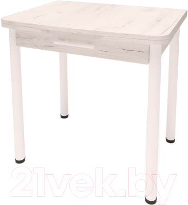 Обеденный стол Millwood Алтай-03 комфорт 80x120 (дуб белый Craft/металл белый)