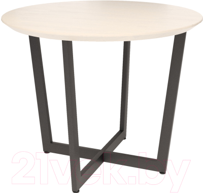 Обеденный стол Millwood Loft O D120x75 (дуб беленый/металл черный)