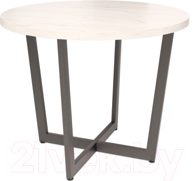 Обеденный стол Millwood Loft O Light D120x75 (дуб белый Craft/металл черный)