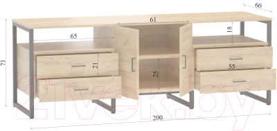 Тумба Millwood Neo Loft TVS-5 Л (дуб золотой Craft/металл черный)