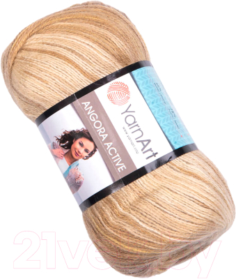 Пряжа для вязания Yarnart Angora Active 25% мохер, 75% акрил / 843 (500м, бежевый/коричневый)