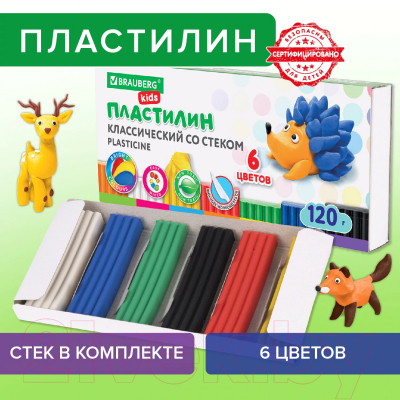 Изображение товара Пластилин Brauberg Kids / 106435 (6цв)