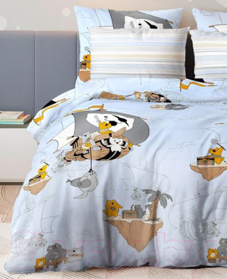 Изображение товара Комплект постельного белья Ночь нежна Коты-Пираты. Поплин 1.5сп. 70x70 / 9182-1+9187-1