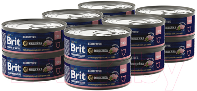 Влажный корм для кошек Brit с чувствительным пищеварением с мясом индейки / 5051250 (100г)