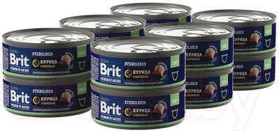 Влажный корм для кошек Brit Sterilised с мясом курицы и печенью / 5051281 (100г)
