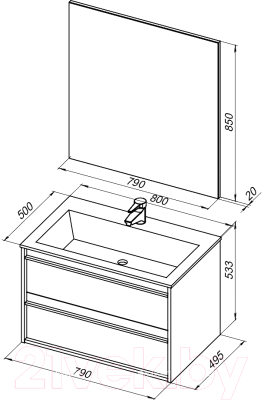 Комплект мебели для ванной Aquanet Lino 80 / 271955
