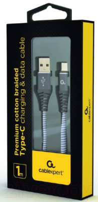 Кабель Gembird USB2 Type-C / CC-USB2R-AMCM-1M-W (1м, белый/серебристый)