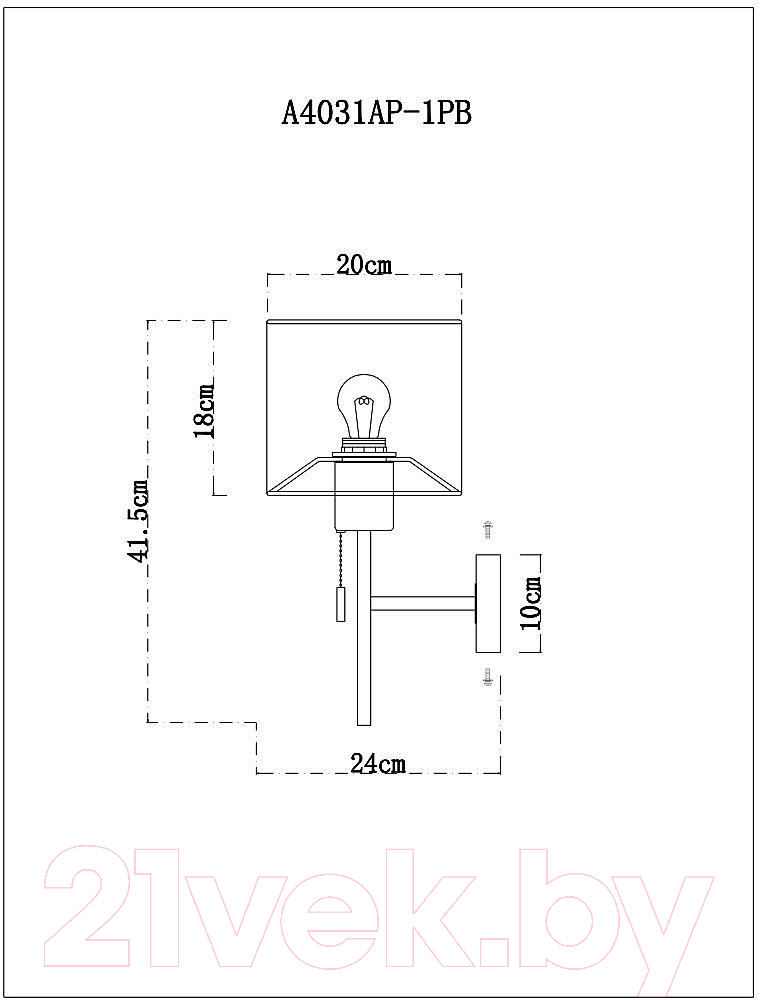 Бра Arte Lamp Proxima A4031AP-1PB