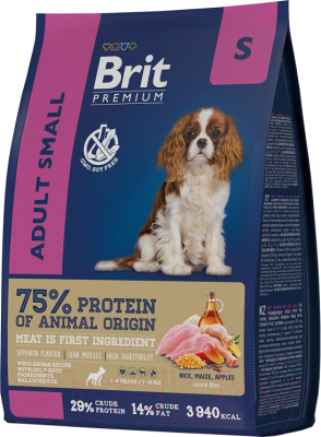 Сухой корм для собак Brit Premium Dog Adult Small с курицей / 5049899 (1кг)