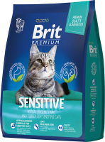 Сухой корм для кошек Brit Premium Cat Sensitive с ягненком и индейкой / 5049738 (2кг) - 