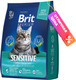 Сухой корм для кошек Brit Premium Cat Sensitive с ягненком и индейкой / 5049738 (2кг) -