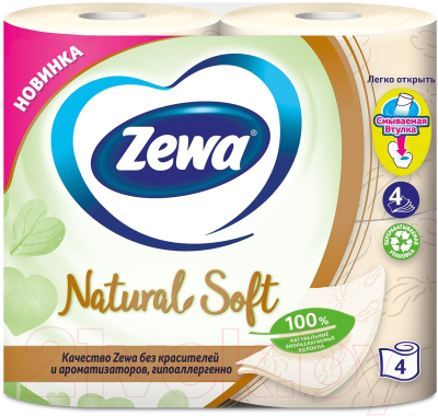 Туалетная бумага Zewa Natural Soft 4-слойная (1x4рул)