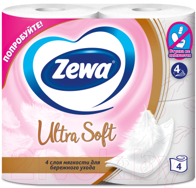 Туалетная бумага Zewa Ultra Soft 4-слойная (1x4рул, белый)