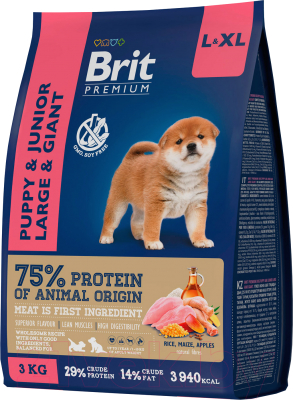 Сухой корм для собак Brit Premium Dog Puppy and Junior Large and Giant с курицей / 5049974 (3кг)