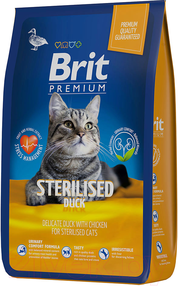 Корм для кошек Brit Premium Cat Sterilized Duck & Chicken / 5049837 (8кг)