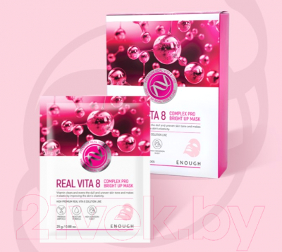 Изображение товара Маска для лица тканевая Enough Real Vita 8 Complex Pro Bright Up Mask (25г)