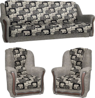 Комплект мягкой мебели Асмана Анна-1 (рогожка кубики коричневые/рогожка беж) - 