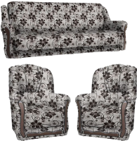Комплект мягкой мебели Асмана Анна-1 (рогожка цветок крупный коричневый) - 