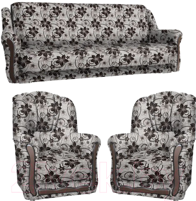 Комплект мягкой мебели Асмана Анна-1 (рогожка цветок крупный коричневый)