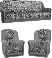 Комплект мягкой мебели Асмана Анна-1 (рогожка завиток черный/рогожка серая) - 