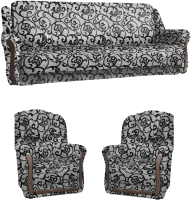 Комплект мягкой мебели Асмана Анна-1 (рогожка завиток черный) - 