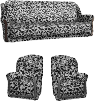 Комплект мягкой мебели Асмана Анна-1 (рогожка листок черный) - 