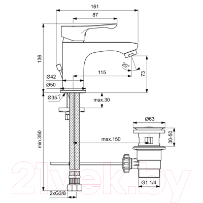 Душевая система Ideal Standard BD003AA со смесителем