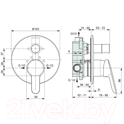 Душевая система Ideal Standard BD003AA со смесителем