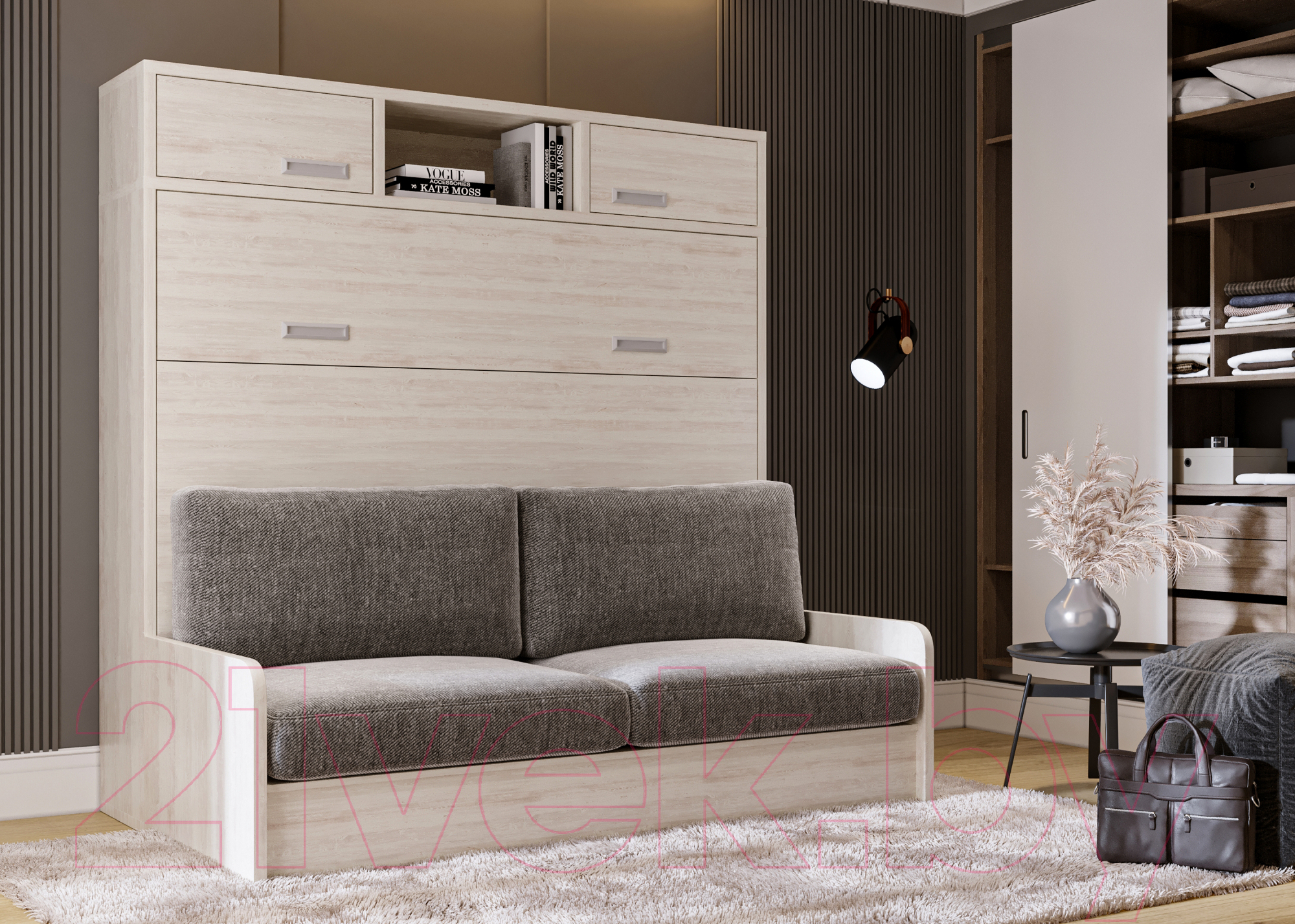 Комплект мебели для спальни Макс Стайл Bora Sofa 140x200 / COMPO-2 (сосна касцина Н1401 ST22/Piano 4)