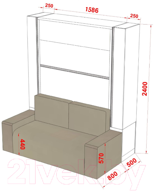 Комплект мебели для спальни Макс Стайл Falcon Sofa 140x200 / COMPO-1 (белый W908 ST2/белый/SIMPLE 27)