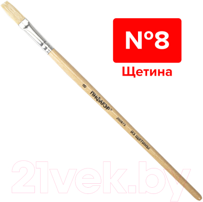 Изображение товара Кисть для рисования Пифагор Щетина №8 / 200873 (плоская)