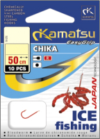 Набор крючков рыболовных KAMATSU Chika Ice 18 / 523110818 (10шт, красный) - 
